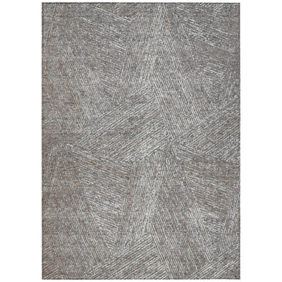 5' X 8' Gray Brown And Ivory Abstract Washable Indoor Outdoor Area Rug