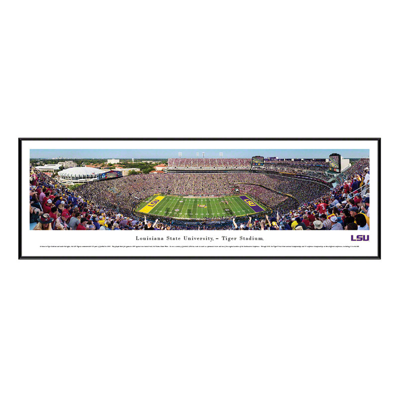NCAA LSU Football Panoramic Print, Black Floater Framed, 13.75" H x 40.25" W x 0.88" D