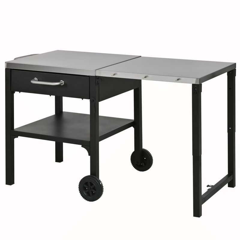 Outdoor Kitchen Cart Foldable Outdoor Prep Station Portable BBQ Cart Grill Cart With Foldable Top And Storage Space For Backyard, Patio