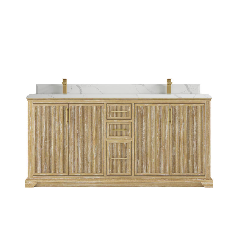 Ensemble de meuble-lavabo double 72 po Emuel, Calacatta Laza