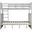 Lit superposé simple au-dessus de double en bois gris, équipé et doté de caractéristiques, construction en pin robuste, peut être divisé en deux pour plus de commodité, pas de sommier nécessaire, rampe supérieure - protection de la longueur, bas