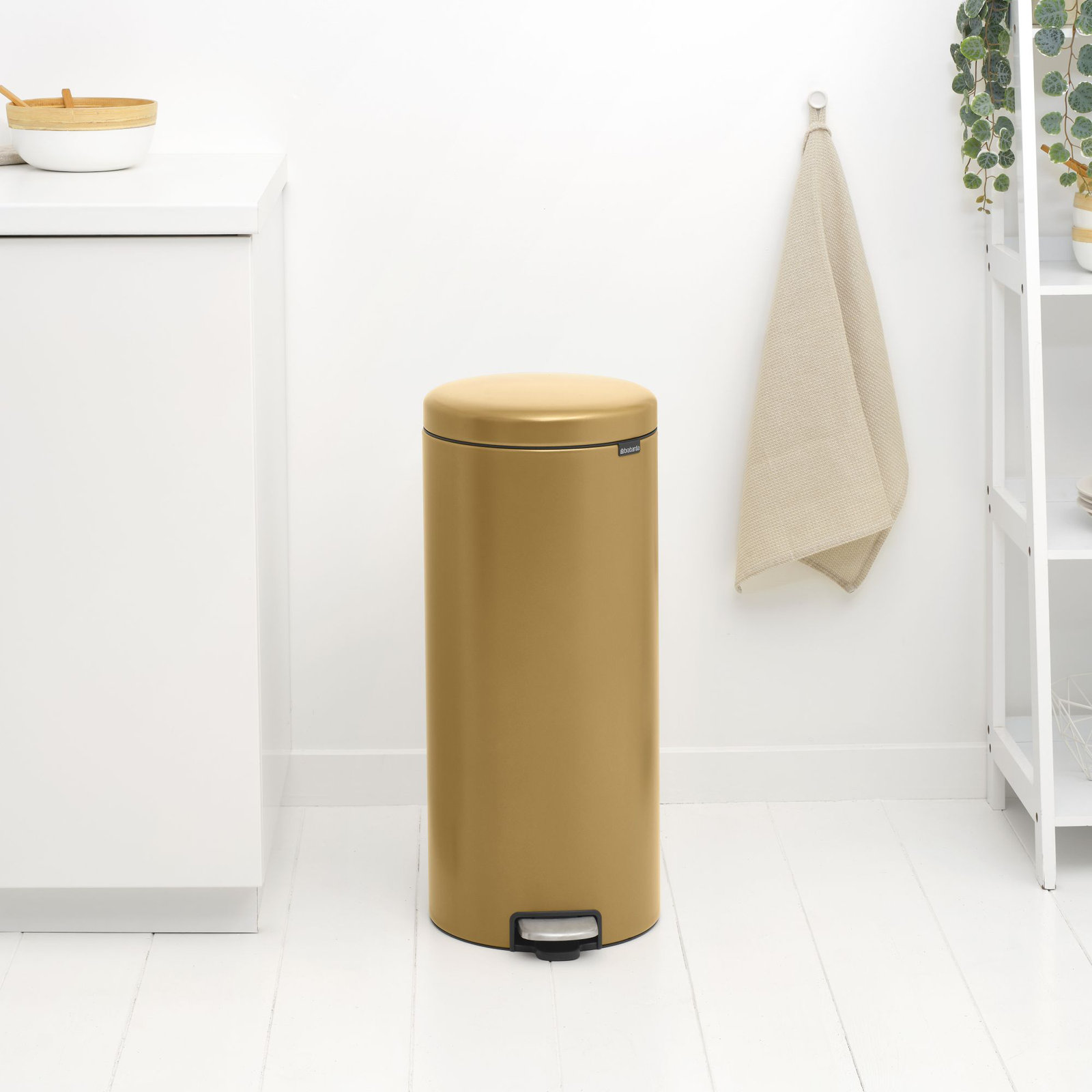 Brabantia Newicon 8gal Step-On Trash Can, Brushed Gold