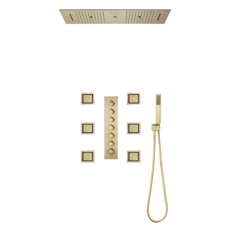 Système de douche thermostatique encastré au plafond encastré à DEL avec plafonnier Sarno