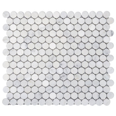 Carreau de mosaïque de marbre rond Carrare