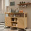 Armoire de rangement en bambou naturel L 49 po avec 2 portes et tablettes ouvertes pour la salle de bain et le salon