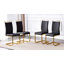 Chaises de salle à manger en similicuir rembourrées modernes avec base en métal (ensemble de 4)-129528096