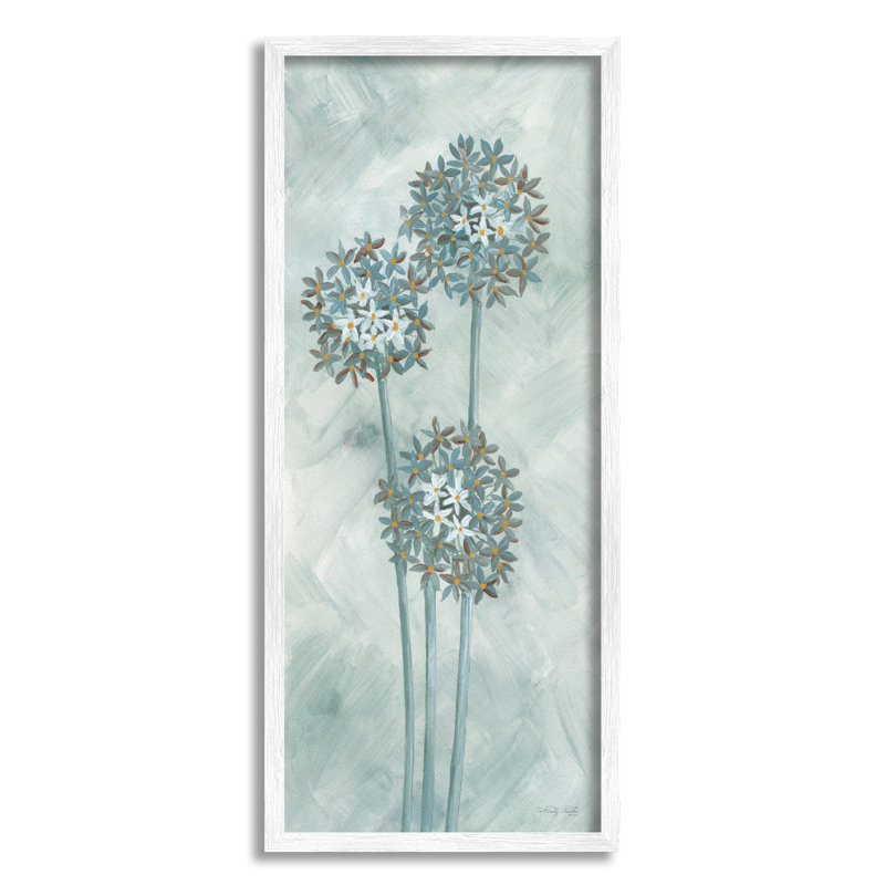 Trois branches de pissenlit, H 24 po x l 10 po x P 1,5 po, Giclée encadrée blanc bord de mer