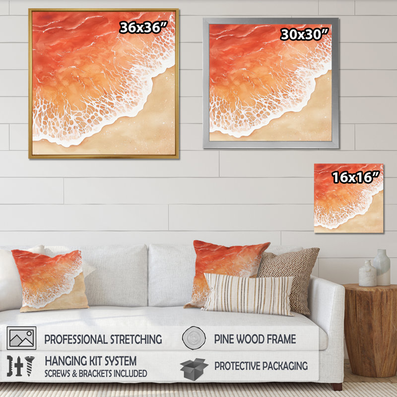 Velours rêverie de plage océan IV - art mural moderne plage, H 16 po x l 16 po, Noir