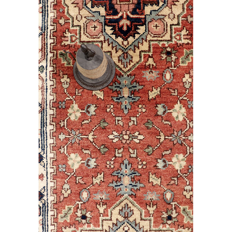 Serapi Hand Knotted Wool Oriental Area Rug, Rust/Ivory/Navy, Rectangle 8'2" x 10'3"
