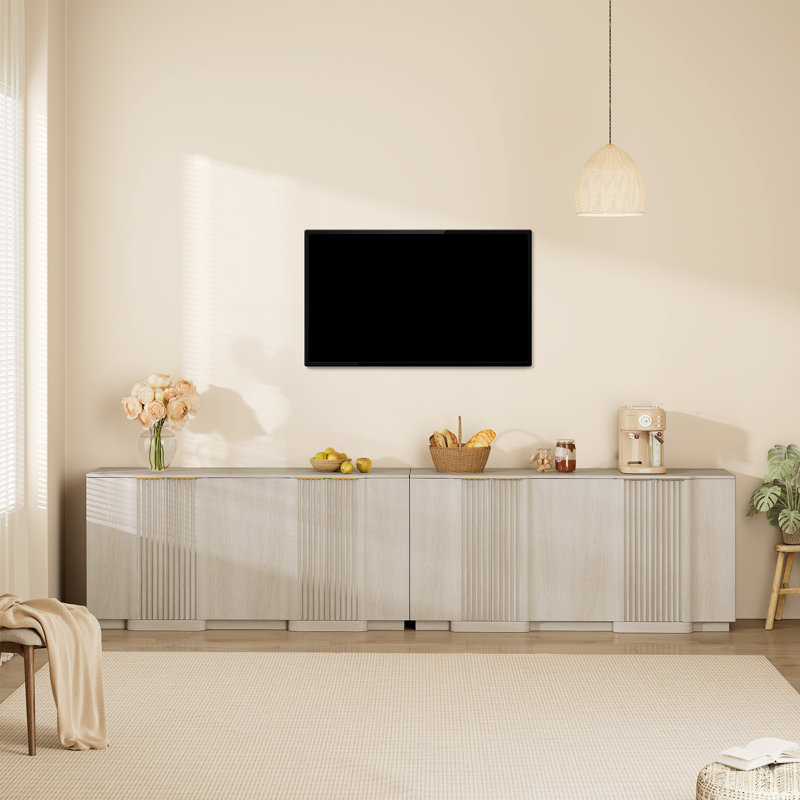 Ensemble de 2 panneaux à cannelures 55 po Designer Modern Minimalist Style, Blanc