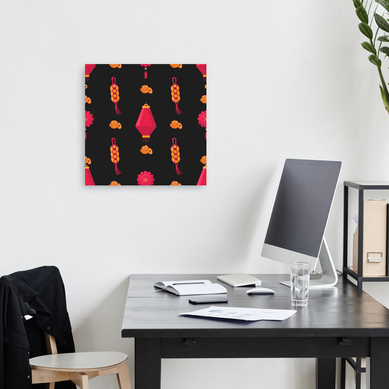 «Lucky Lanterns», art mural traditionnel traditionnel, H 18 po x l 18 po