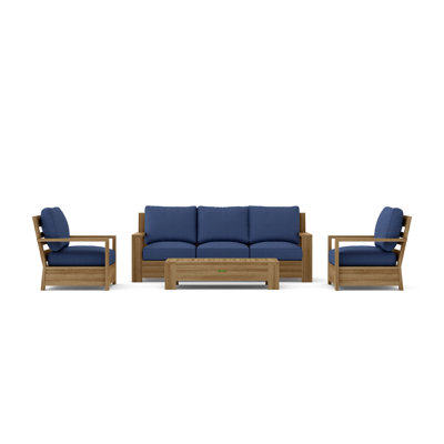 Ensemble de conversation avec canapé Sunbrella en teck 4 pièces Madera