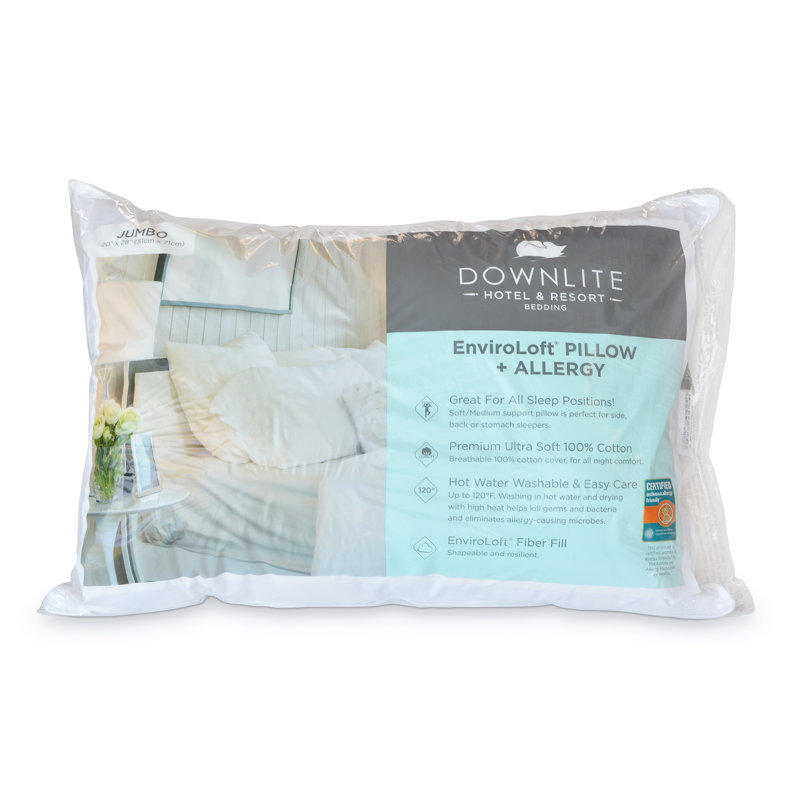 Medium Density White Polyester Hypoallergenic Pillow