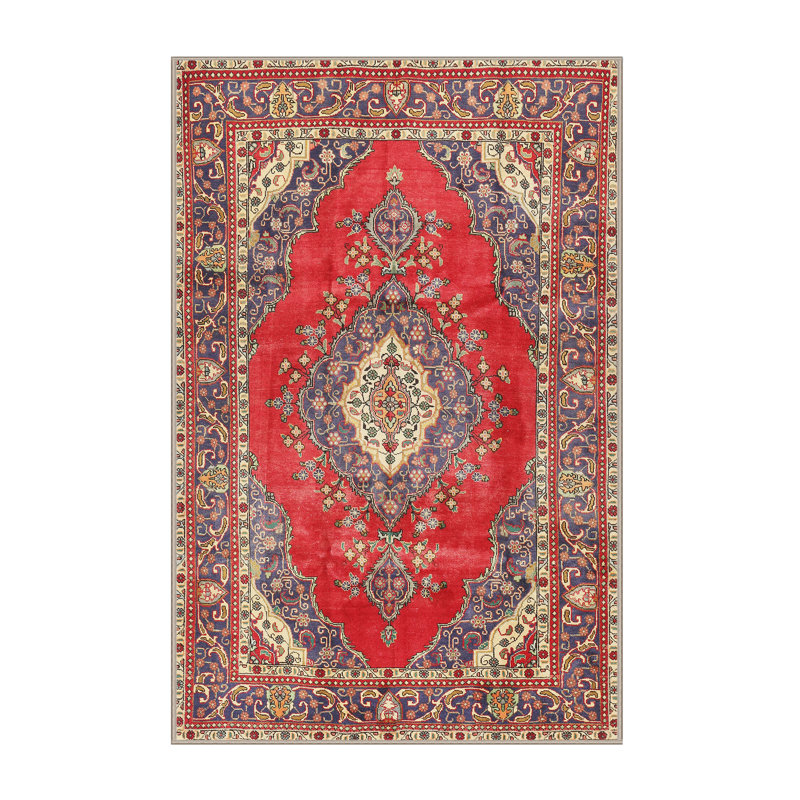 Rouge/bleu oriental Harvey-Lee Tapis décoratif, Rectangle 5 pi x 7 pi