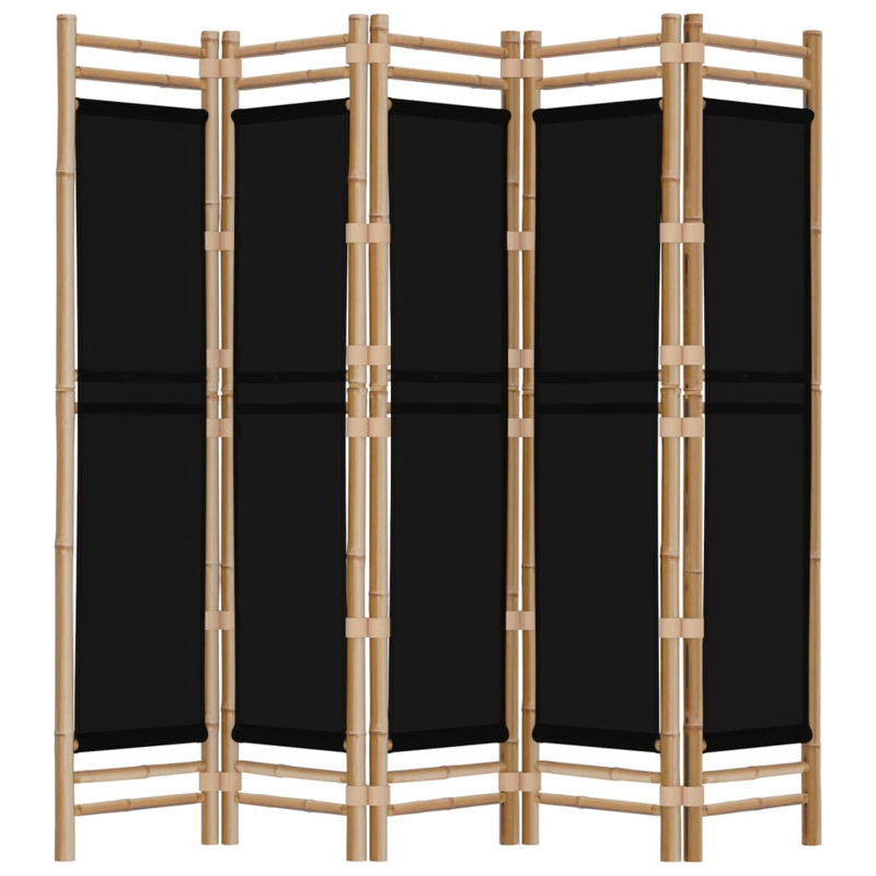 Venuti 457.2cm H Folding Room Divider, 5, 180cm W x 200cm L, Black
