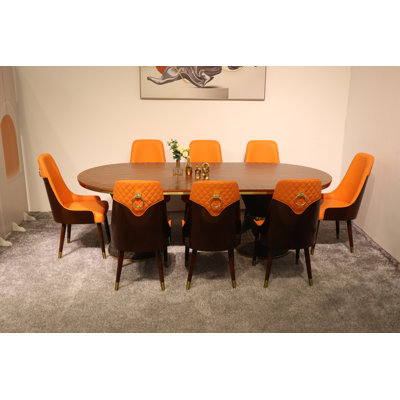 9 Pieces Vogue Lux Rectangular Dining Set