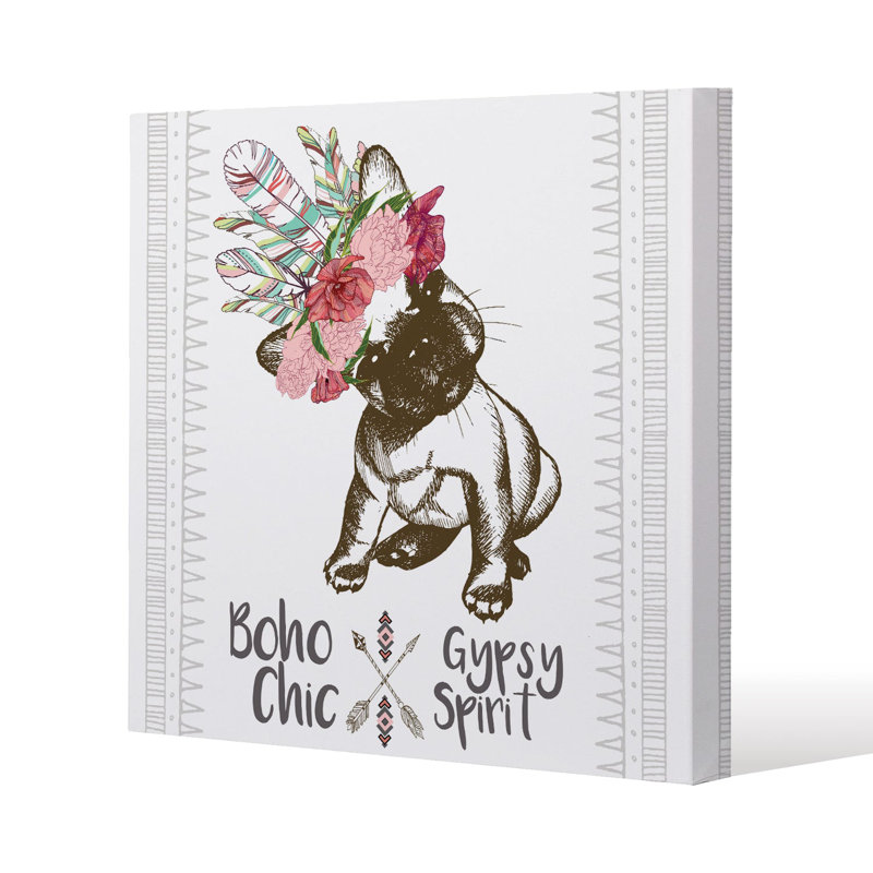 portrait of french bulldog puppy Slim Style Canvas Print , 15mm Slim Real wood., 90cm H x 90cm W