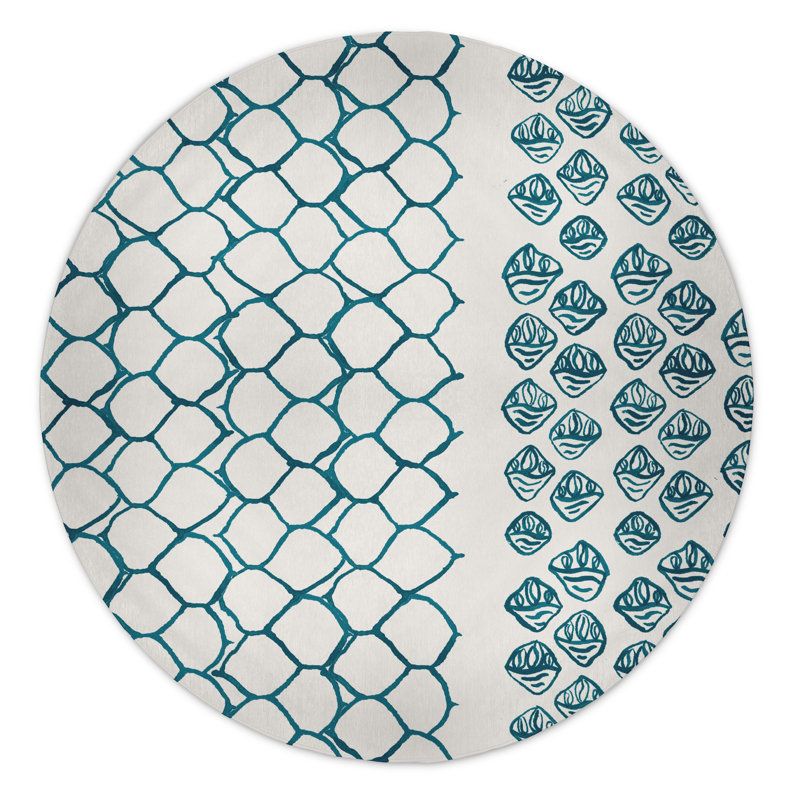Chenille Geometric Indoor Rug, Round 5'