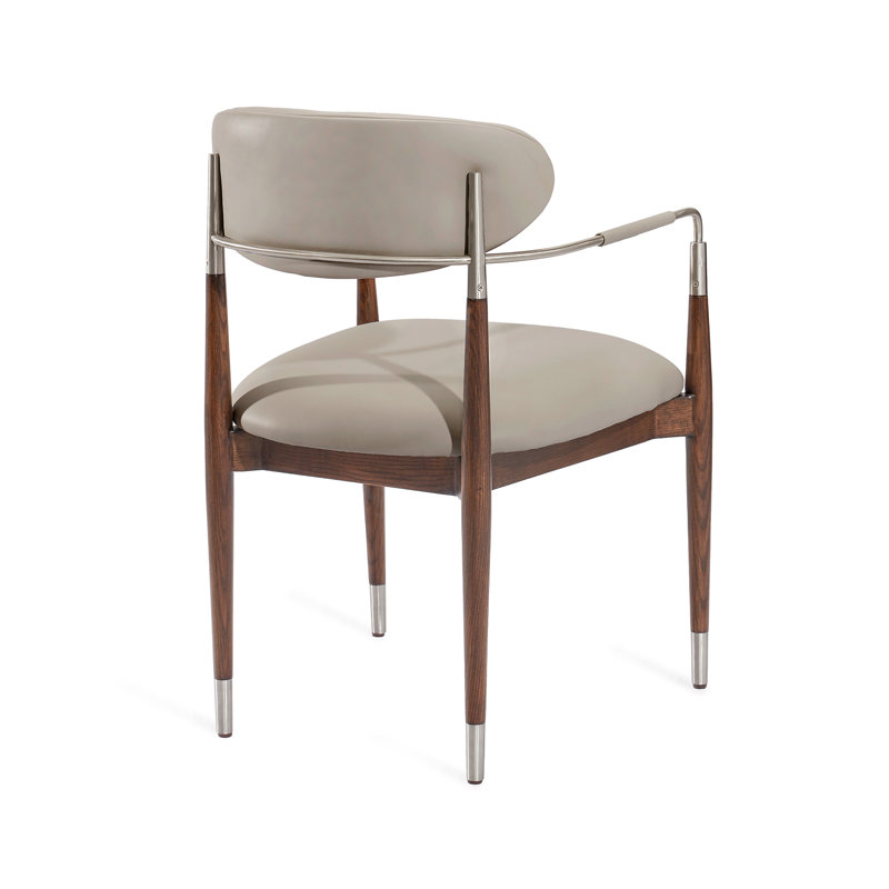 Cidra Upholstered Arm Chair, Tropez Gray, Silver/Brown