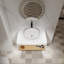 Meuble-lavabo mural de 30 po, lavabo vasque rond, rangement à tablette ouverte-129410056