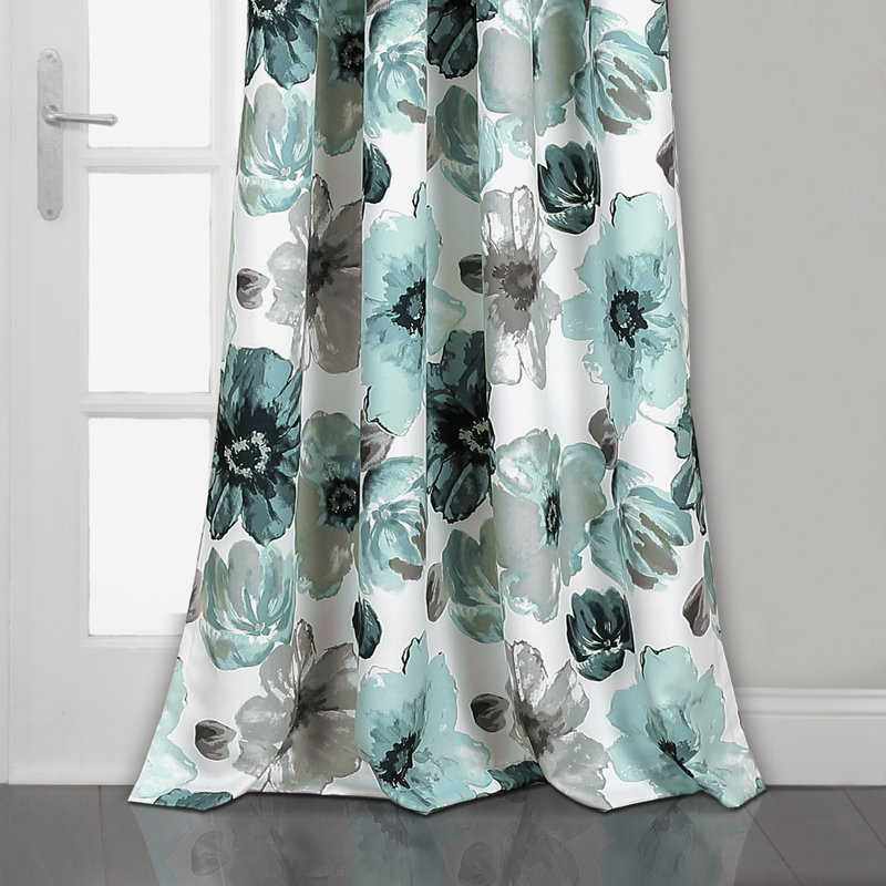 Leah Room Darkening Curtain Pair, 52"W x 95"L, Blue