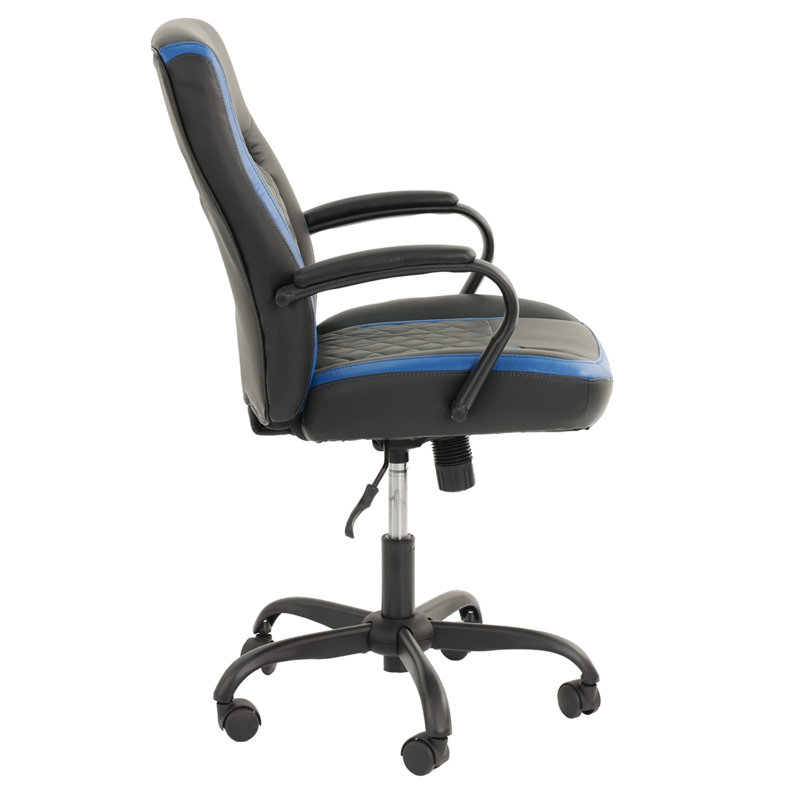 Chaise de bureau en similicuir 1pc, Noir / Bleu