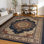 Tapis oriental bleu marine / beige Clarence