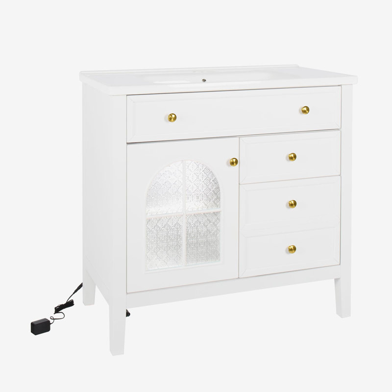 Armoire de salle de bain 35,6 ", seulement armoire, blanc, Blanc