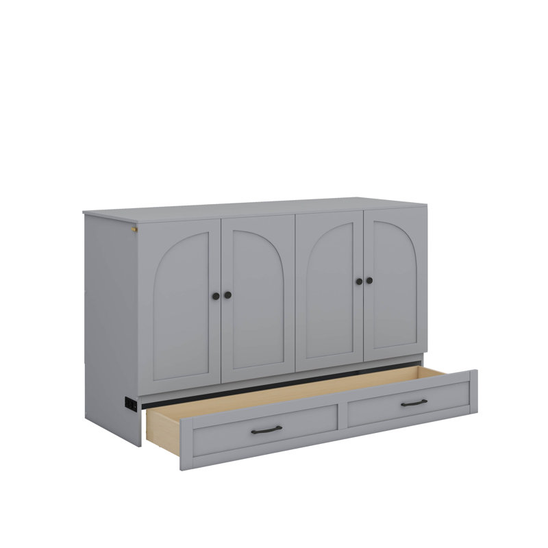 Lit escamotable double avec tiroirs, Full / Double, Gold