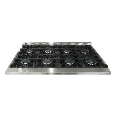 Cuisinière à double combustible autoportante de 48 po Galiano, 8 brûleurs scellés, 6,58 pieds Pi. Fours doubles et plaque chauffante