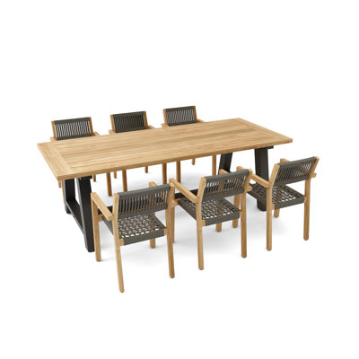 Morones 95'' Rectangular 6-Person Outdoor Dining Set