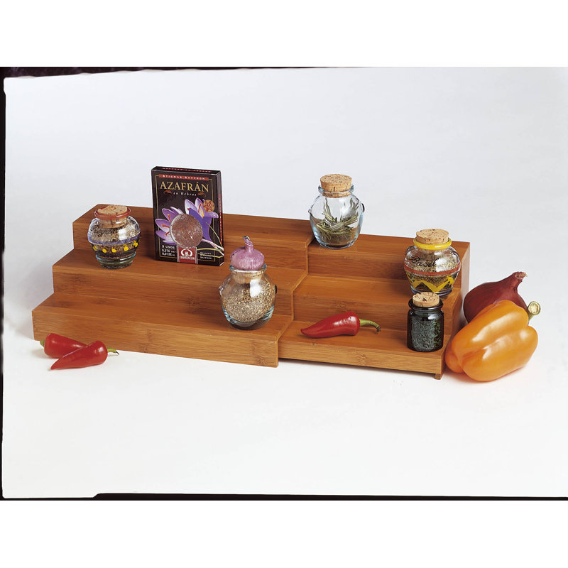 Expandable Bamboo 3-Tier Step Shelf Spice Rack