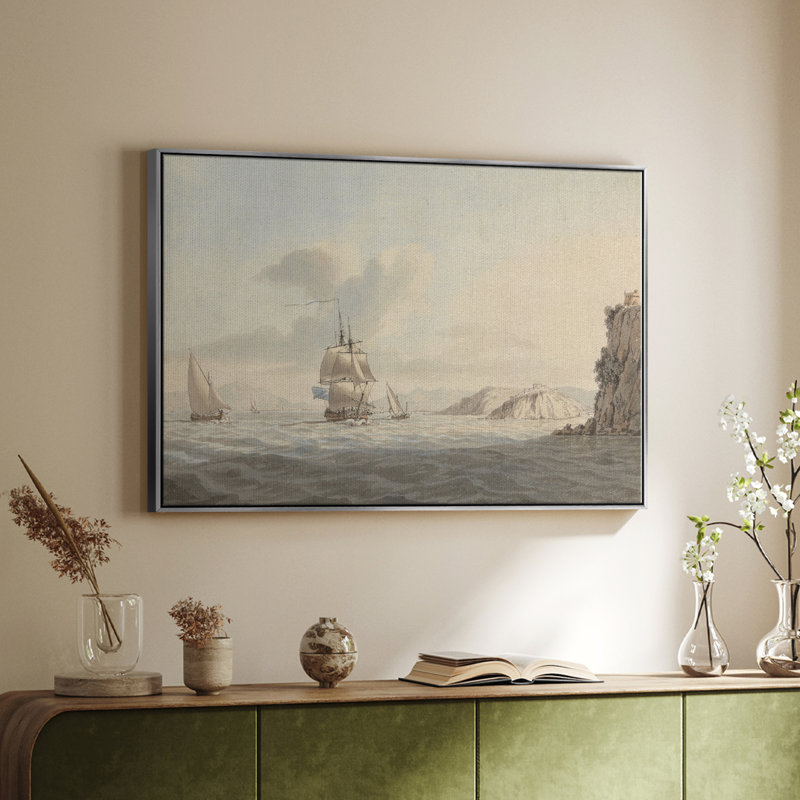 Impression nautique rétro - Cxxvii, Silver Floater Framed Canvas, H 25 po x l 37 po x P 2 po