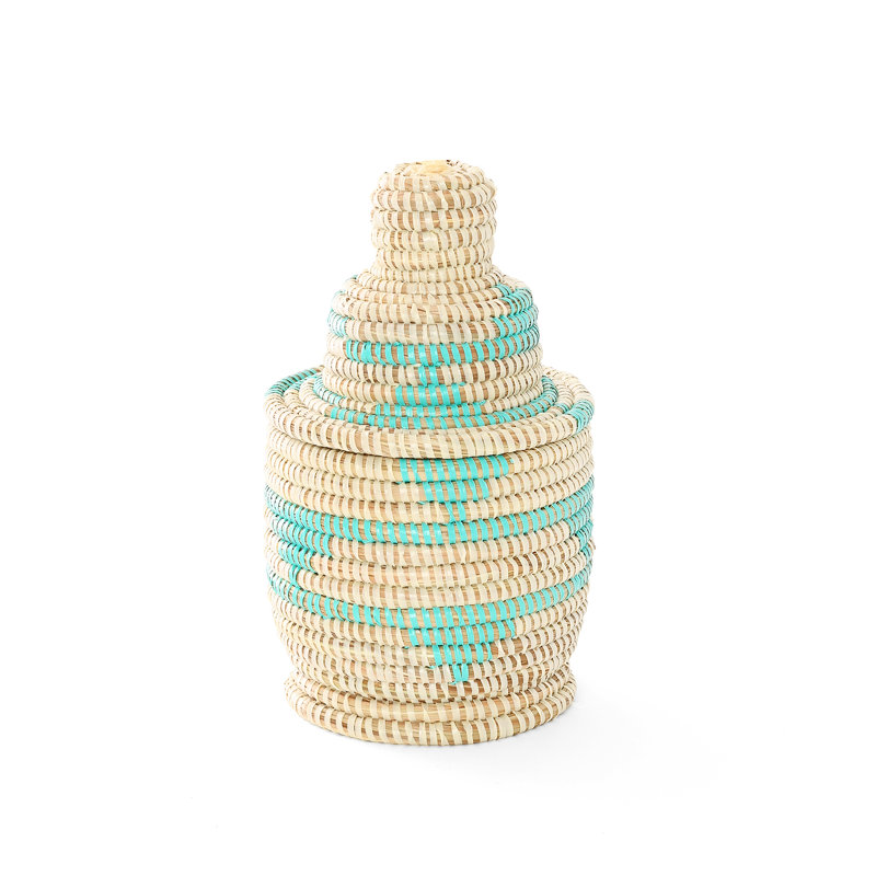 Petit panier tour crème et turquoise