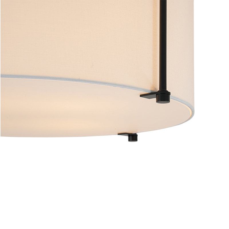 Plafonnier semi-encastré cylindrique en tissu 4 lumières