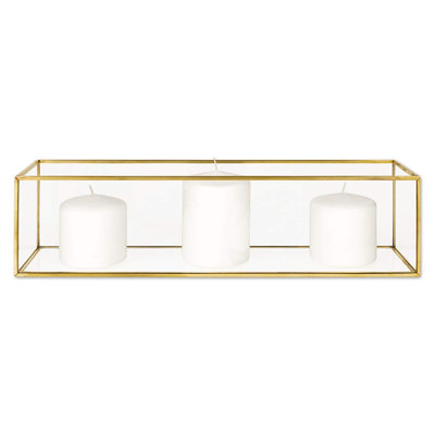 Boîte de pièce maîtresse longue en verre