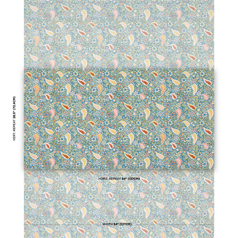 Peggy Paisley Fabric, Azure
