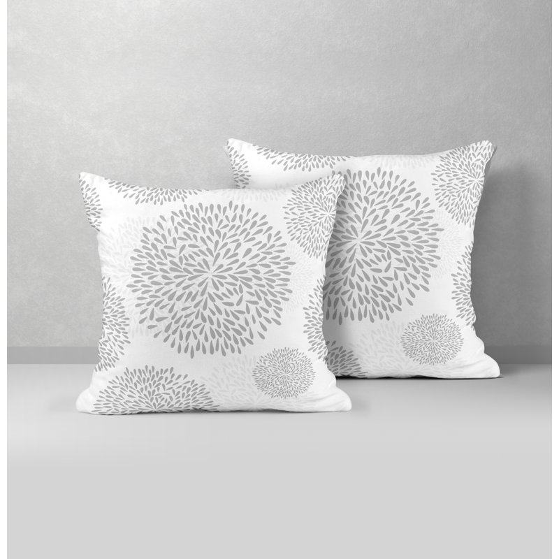 Floral Outdoor Reversible Throw Pillow, 17W" x 17H", Gray