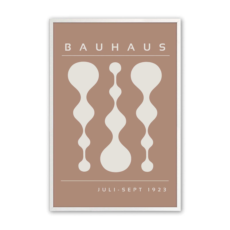 Affiche brune rétro Bauhaus II, H 37 po x l 25 po x P 1,25 po, Blanc opaque