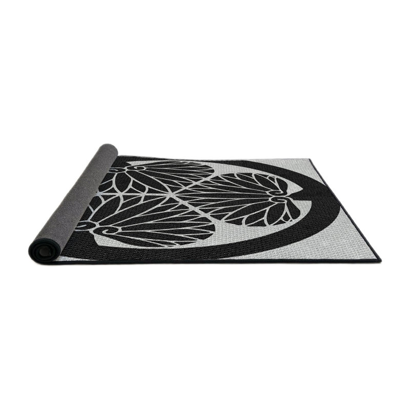 Tapis noir/gris tissé à la machine, Rond 6 pi
