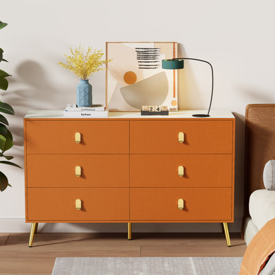 6 Drawer 47.2"w Leather  Double Dresser by Mercer41