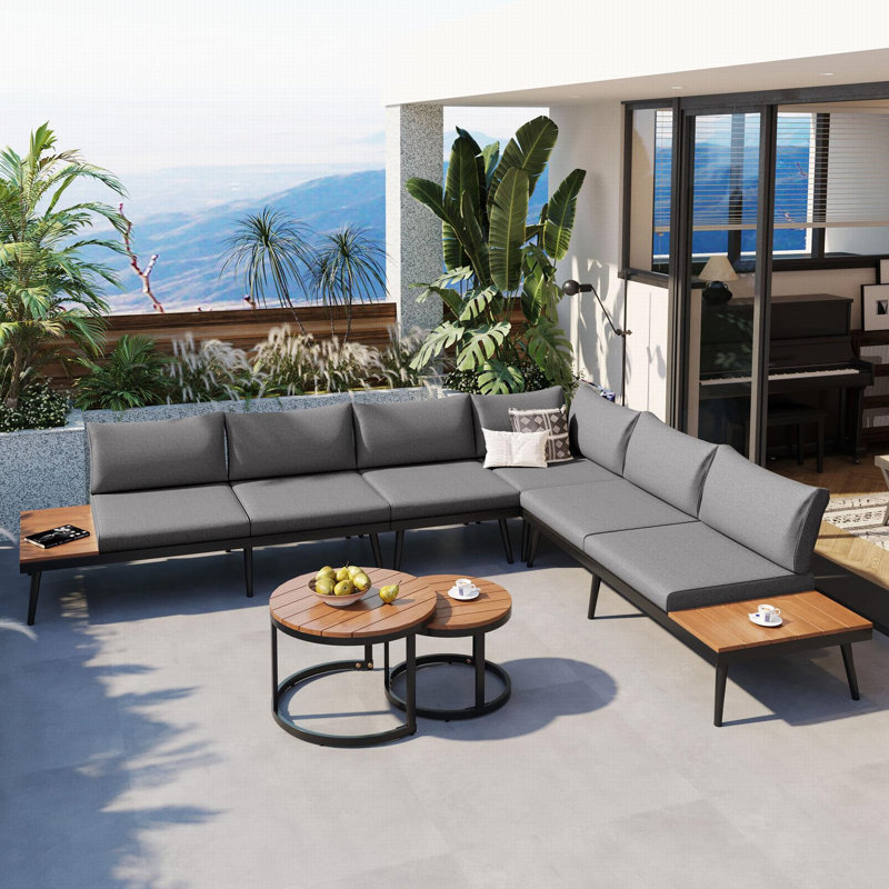 Ensemble de conservation pour patio 6 pièces avec coussins Rapture, Gris