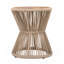 Table d'appoint d'extérieur, corde beige et finition en teck clair, hauteur 18,90 po, diamètre 16,14 po, design élégant en forme de sablier, résistant aux intempéries, pour patio, terrasse, jardin, balcon, style minimaliste moderne-1007508642-1007508640
