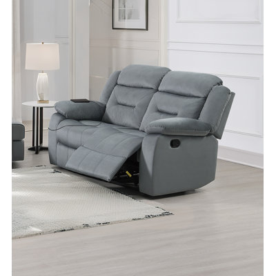 61" Velvet Loveseat Recliner,Manual Motion Reclining Chair With USB Port