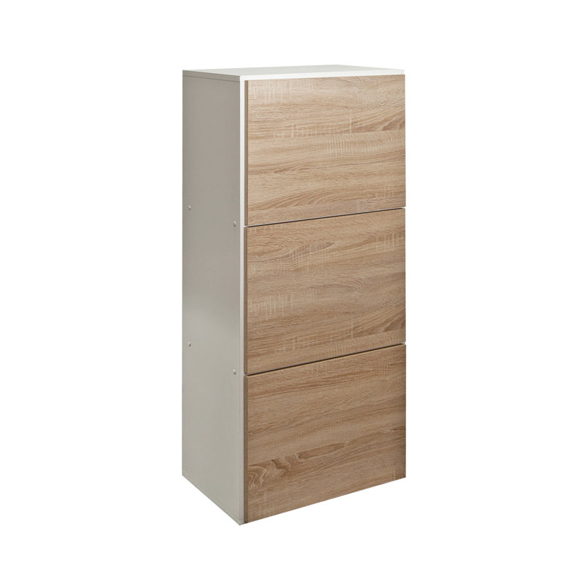 12 Pair Shoe Storage Cabinet, White/Natural Oak