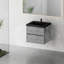Meuble-lavabo moderne avec lavabo à sable en quartz pour un rangement élégant