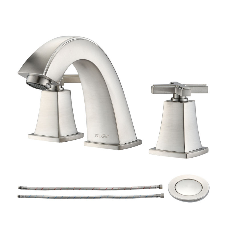 Widespread 2-handle Bathroom Faucet with Drain Assembly, Brushed Nickel