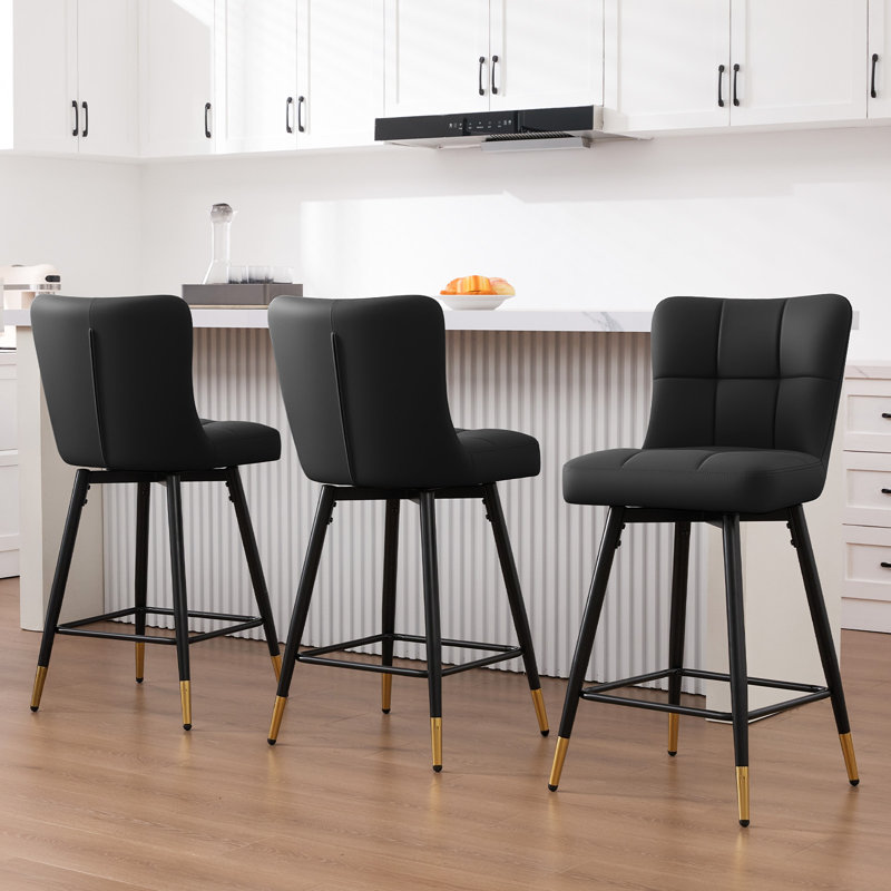 Tabouret de bar pivotant 26 po, Noir, 3