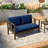 Junco Solid Wood Teak Outdoor Loveseat With Cushion And Arms-8681602-8681612