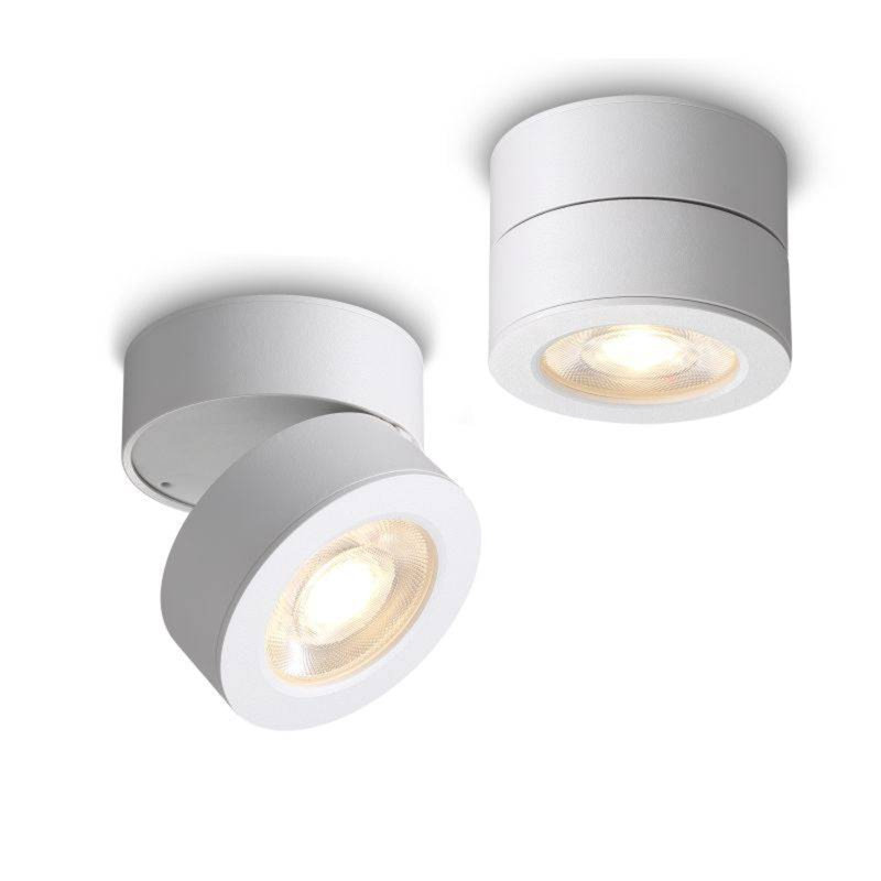 UltraBeam Surface Mounted Adjustable Ceiling Downlight Spotlight, White, 7.2cm H x 10cm W x 7.2cm D
